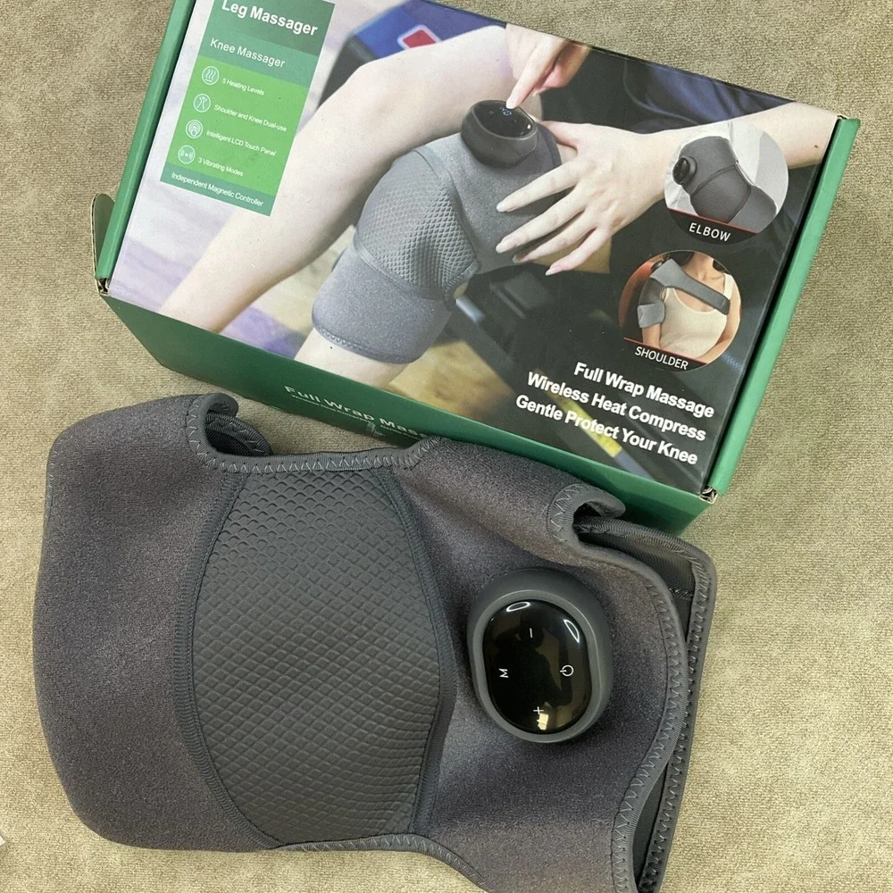 Heated Knee Wrap Massager Rechargeable Cordless Vibration Heat Shoulder Elbow